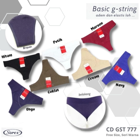 Sorex GST 777 Celana Dalam Basic G String Wanita / CD Casual Thong Cewek